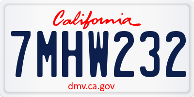 CA license plate 7MHW232