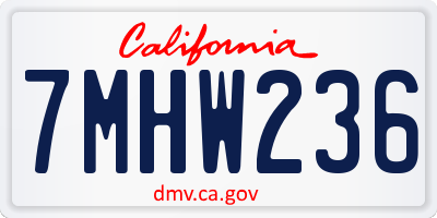 CA license plate 7MHW236