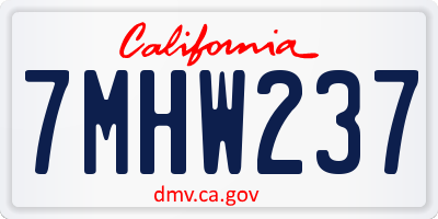 CA license plate 7MHW237