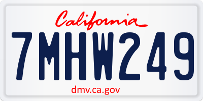 CA license plate 7MHW249