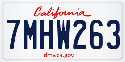 CA license plate 7MHW263