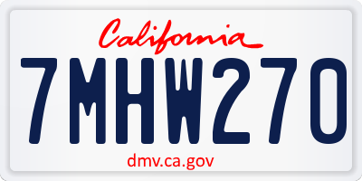 CA license plate 7MHW270
