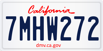 CA license plate 7MHW272