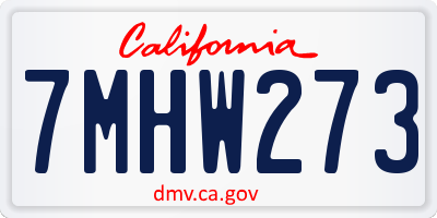 CA license plate 7MHW273