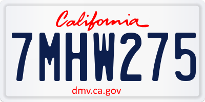 CA license plate 7MHW275