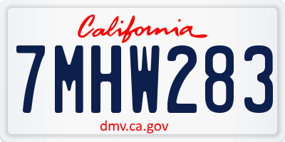 CA license plate 7MHW283