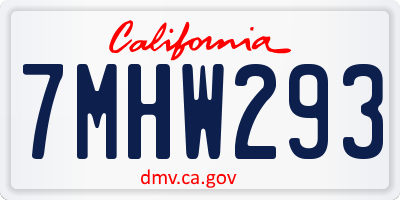 CA license plate 7MHW293