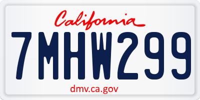 CA license plate 7MHW299