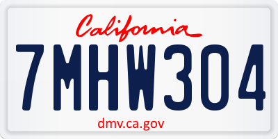 CA license plate 7MHW304