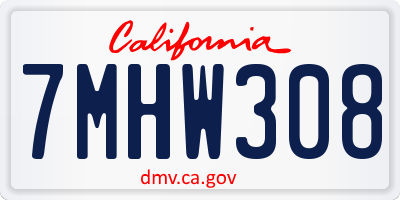 CA license plate 7MHW308