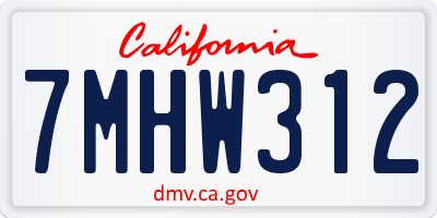 CA license plate 7MHW312
