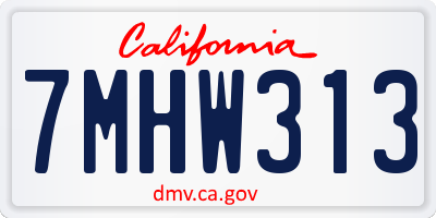 CA license plate 7MHW313