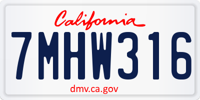 CA license plate 7MHW316