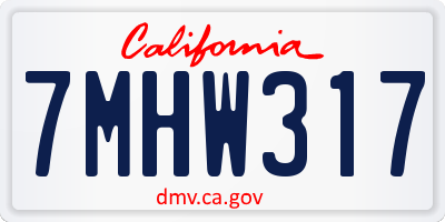 CA license plate 7MHW317