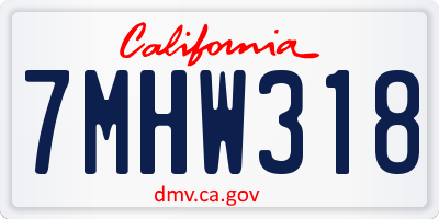 CA license plate 7MHW318