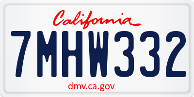 CA license plate 7MHW332