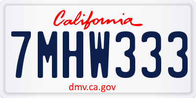 CA license plate 7MHW333