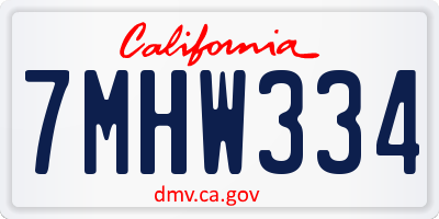 CA license plate 7MHW334