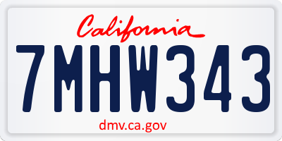 CA license plate 7MHW343