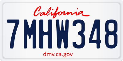 CA license plate 7MHW348