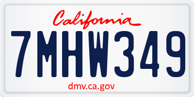 CA license plate 7MHW349
