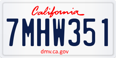 CA license plate 7MHW351