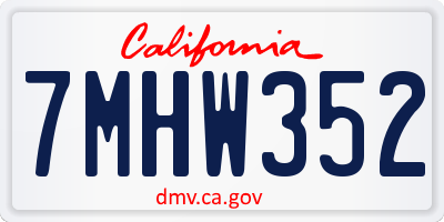 CA license plate 7MHW352