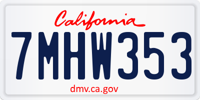 CA license plate 7MHW353