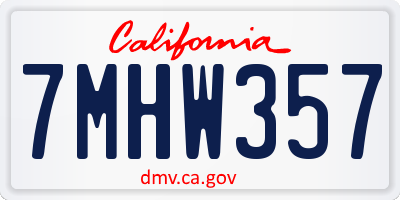 CA license plate 7MHW357