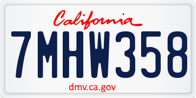 CA license plate 7MHW358