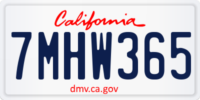 CA license plate 7MHW365