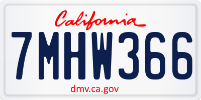 CA license plate 7MHW366
