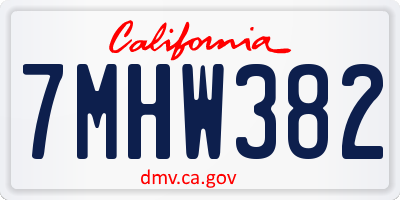 CA license plate 7MHW382