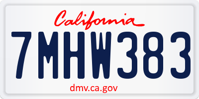 CA license plate 7MHW383