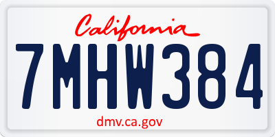 CA license plate 7MHW384