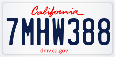 CA license plate 7MHW388