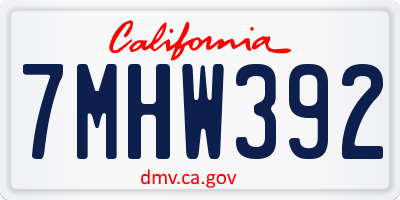 CA license plate 7MHW392