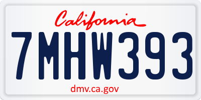 CA license plate 7MHW393
