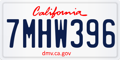 CA license plate 7MHW396