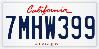 CA license plate 7MHW399