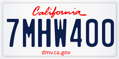 CA license plate 7MHW400