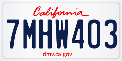 CA license plate 7MHW403