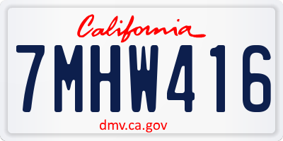 CA license plate 7MHW416