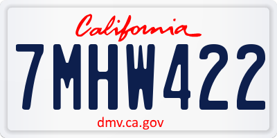 CA license plate 7MHW422