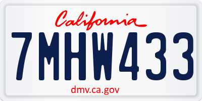 CA license plate 7MHW433