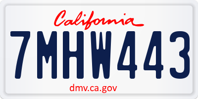 CA license plate 7MHW443