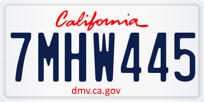 CA license plate 7MHW445