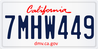 CA license plate 7MHW449