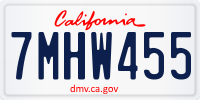 CA license plate 7MHW455