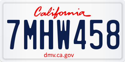 CA license plate 7MHW458